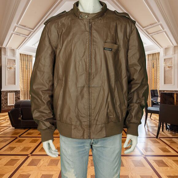 80s Vintage Members Only Retro Mod Bomber Brown Motorcycle Leather Jacket 3XL - Picture 1 of 9
